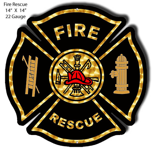 Fire Rescue Laser Cut Out Wall Art Metal Sign 14x14