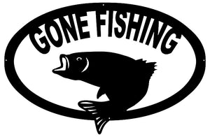 Gone Fishing Laser Cut Out Wall Décor Silhouette Metal Sign 15.5x23.5