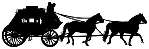 Horse Drawn Carriage Cut Out Wall Décor Silhouette Metal Sign 11x35