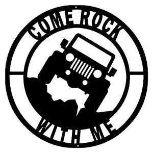 Come Rock Jeep Cut Out Wall Art Silhouette Metal Sign 14x14