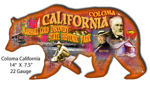 Coloma California Cut Out Bear Metal Sign By Phil Hamilton