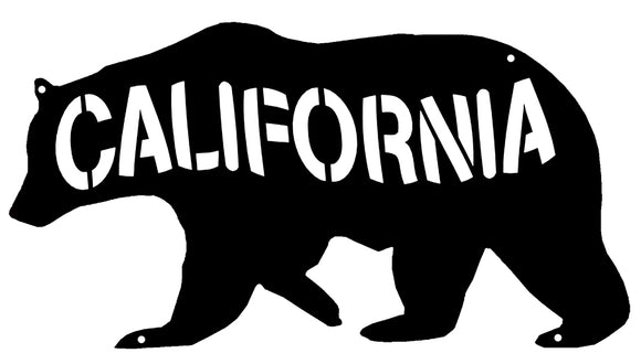 California Bear Laser Cut Out Wall Décor Silhouette Metal Sign 7.5x14