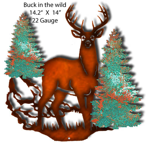 Buck In The Wild Faux Patina Laser Cut Out By Phil Hamilton 14.2x14