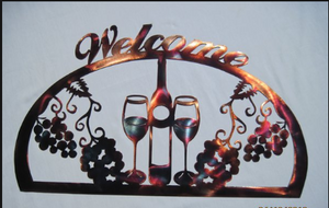 WINE 1/2 OVAL WELCOME Metal Sign