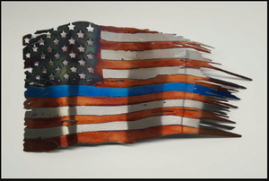 Police Blue Line Flag- Tattered Battled Flag